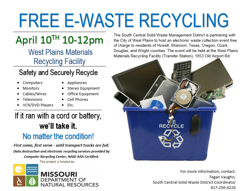 Additional electronic waste collection event coming to West Plains