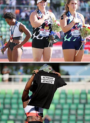 images Gwen Berry Flag https www ozarkradionews com sports olympic hammer thrower gwen berry turns her back on flag during national anthem