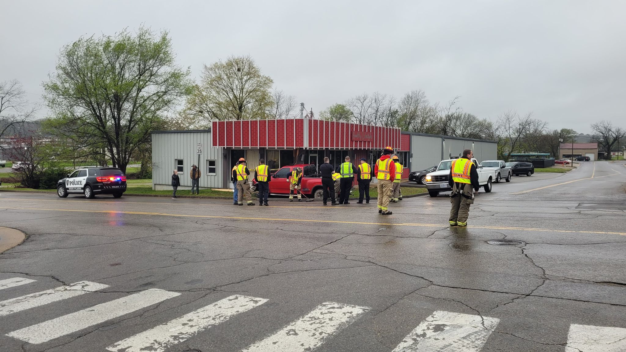 Two Vehicle Crash Damages Local Business in West Plains PHOTOS