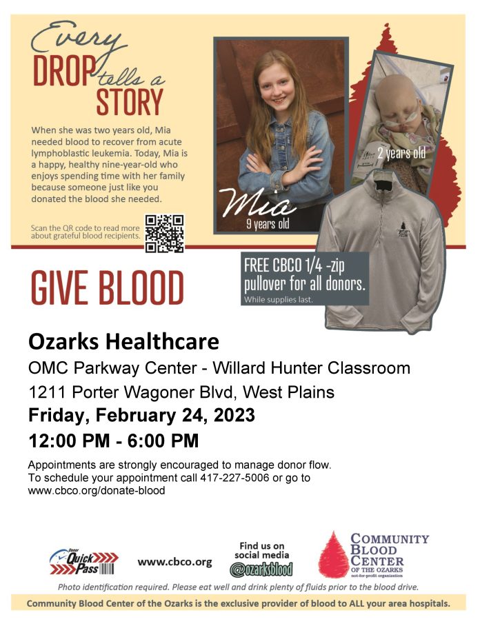 Ozarks Healthcare Blood Drive Feb. 2023