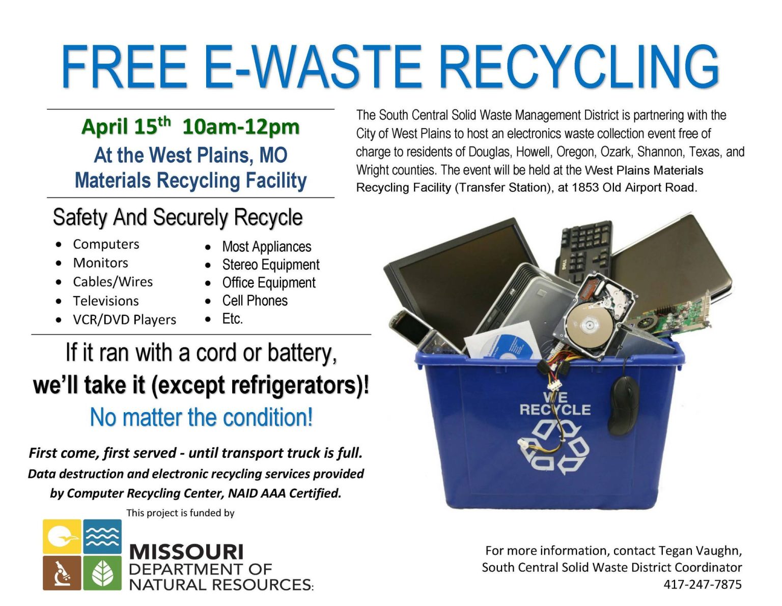 EWaste Collection Event this Saturday in West Plains Ozark Radio News