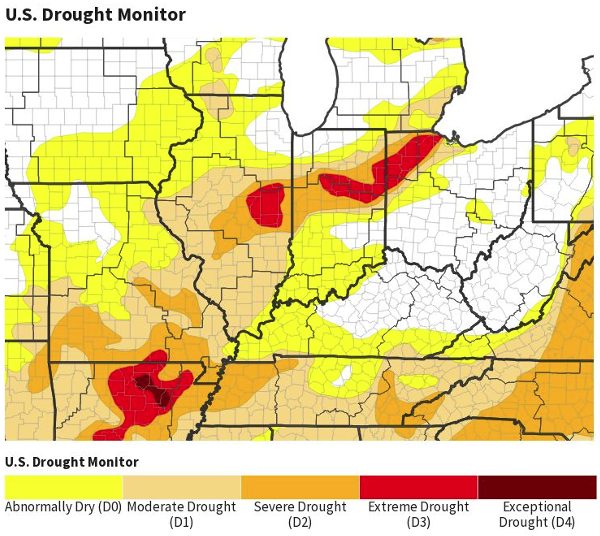 "Drought Persists and Expands Across the Ozarks" says NWS